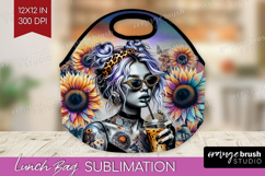 Floral Girl Lunch Bag - Coffee Lover Lunch Bug PNG Product Image 1