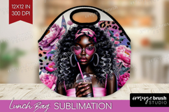 Floral Girl Lunch Bag - Coffee Lover Lunch Bug PNG Product Image 1