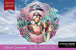 Floral Girl Wind Spinner Sublimation PNG - Coffee Lover Product Image 1