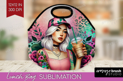 Floral Girl Lunch Bag - Coffee Lover Lunch Bug PNG Product Image 1