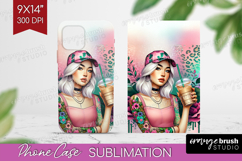 Floral Girl Phone Case PNG - Coffee Lover Case PNG Product Image 1