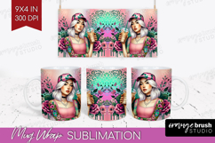 Floral Girl Mug Wrap - Coffee Lover Mug PNG Sublimation Product Image 1