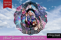 Floral Girl Wind Spinner Sublimation PNG - Coffee Lover Product Image 1