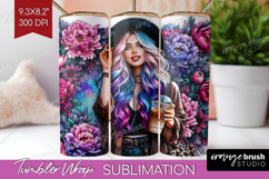 Floral Girl Tumbler Wrap - Coffee Lover Tumbler PNG Product Image 1