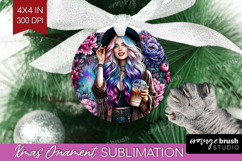Floral Girl Ornament PNG - Coffee Lover PNG Sublimation Product Image 1