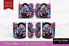 Floral Girl Mug Wrap - Coffee Lover Mug PNG Sublimation Product Image 1