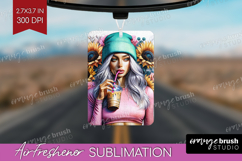 Floral Girl Air Freshener PNG - Coffee Lover PNG Sublimation Product Image 1