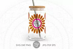 Sunflower monogram for glass can wrap in the form of svg cut file