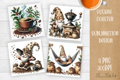 Coffee gnome | 4 square coaster sublimation designs Product Image 1