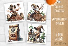 Coffee gnome | 4 square coaster sublimation designs Product Image 1