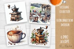 Coffee gnome | 4 square coaster sublimation designs Product Image 1
