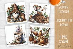 Coffee gnome | 4 square coaster sublimation designs Product Image 1