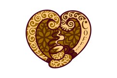 3D Layered Heart Coffee | Curls Lasercut Coffee SVG Template Product Image 2