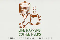 Retro Coffee Line Art Clipart, Funny Puns SVG | PNG | EPS Product Image 1