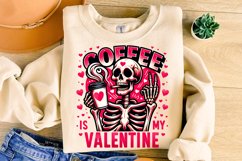 Coffee Is My Valentine PNG, Funny Skeleton Valentine&#039;s Day Product Image 3
