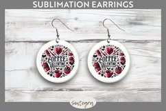 Coffee Is My Valentine v1 Round Earrings Sublimation Product Image 1