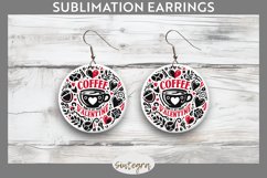 Coffee Is My Valentine v2 Round Earrings Sublimation Product Image 1