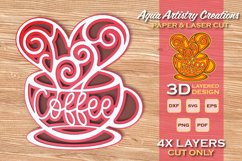 3D Layered Coffee Lover Paper and Laser Cut SVG Product Image 1
