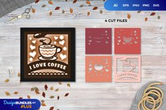 3D Shadowbox Hot Coffee with I Love Coffee Text Papercut Product Image 1