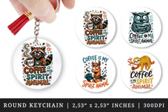 Coffee lover round keychain pintable sublimation design png Product Image 1