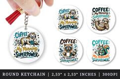 Coffee lover round keychain pintable sublimation design png Product Image 1