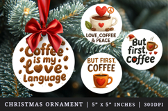 Coffee Lover round ornaments sublimation design Product Image 1