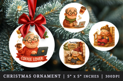 Coffee Lover round ornaments sublimation design Product Image 1