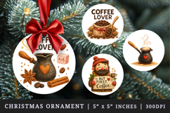 Coffee Lover round ornaments sublimation design Product Image 1