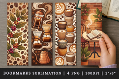 Coffee lover bookmarks printable sublimation bookmark design Product Image 1