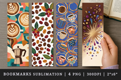 Coffee lover bookmarks printable sublimation bookmark design Product Image 1