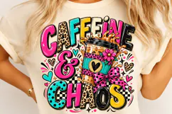 Caffeine & Chaos PNG | Leopard Coffee Cup Retro Sublimation Product Image 2