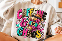 Caffeine & Chaos PNG | Leopard Coffee Cup Retro Sublimation Product Image 4