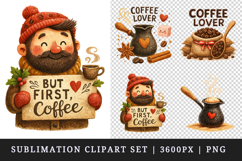 Coffee Lover clipart printable sublimation design png Product Image 1