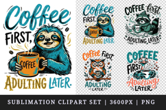 Coffee lover clipart printable sublimation design png Product Image 1
