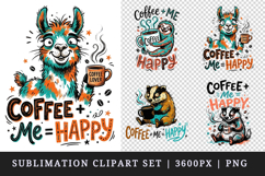 Coffee lover clipart printable sublimation design png Product Image 1