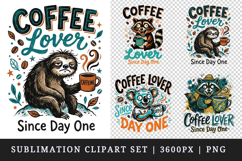 Coffee lover clipart printable sublimation design png Product Image 1