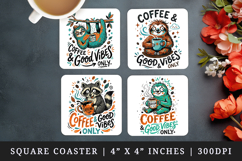 Coffee lover square coaster sublimation, coasters design Product Image 1