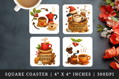 Coffee Lover square coaster sublimation, coasters design Product Image 1