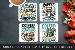 Coffee lover square coaster sublimation, coasters design Product Image 1