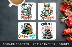 Coffee lover square coaster sublimation, coasters design Product Image 1
