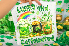 Lucky And Caffeinated St Patrick's Day PNG, Coffee Lover PNG Product Image 2