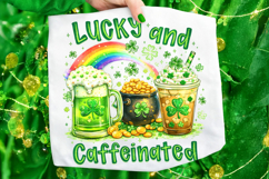 Lucky And Caffeinated St Patrick's Day PNG, Coffee Lover PNG Product Image 6