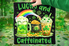 Lucky And Caffeinated St Patrick's Day PNG, Coffee Lover PNG Product Image 7