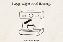 Cozy Coffee Machine SVG PNG. Cafe Line Art Illustration. Product Image 1