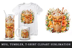 Coffee tumbler, mug wrap, clipart sublimation design Product Image 1