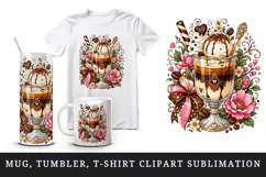 Coffee tumbler, mug wrap, clipart sublimation design Product Image 1