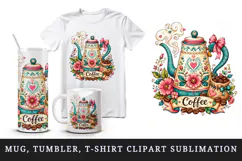 Coffee tumbler, mug wrap, clipart sublimation design Product Image 1