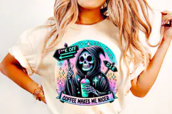 Coffee Makes Me Nicer PNG, Grim Reaper, Funny Skeleton PNG Product Image 2