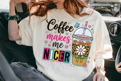Coffee Makes Me Nicer PNG, Retro Iced Coffee Sublimation Des Product Image 7