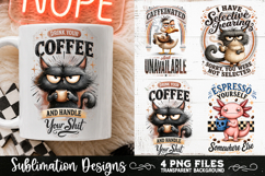 Funny Coffee Animals PNG Sublimation Designs 4 Files Product Image 2